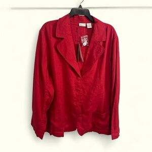 Spiegel New Deadstock red linen 4 button lightweight blazer ladies size 20W plus